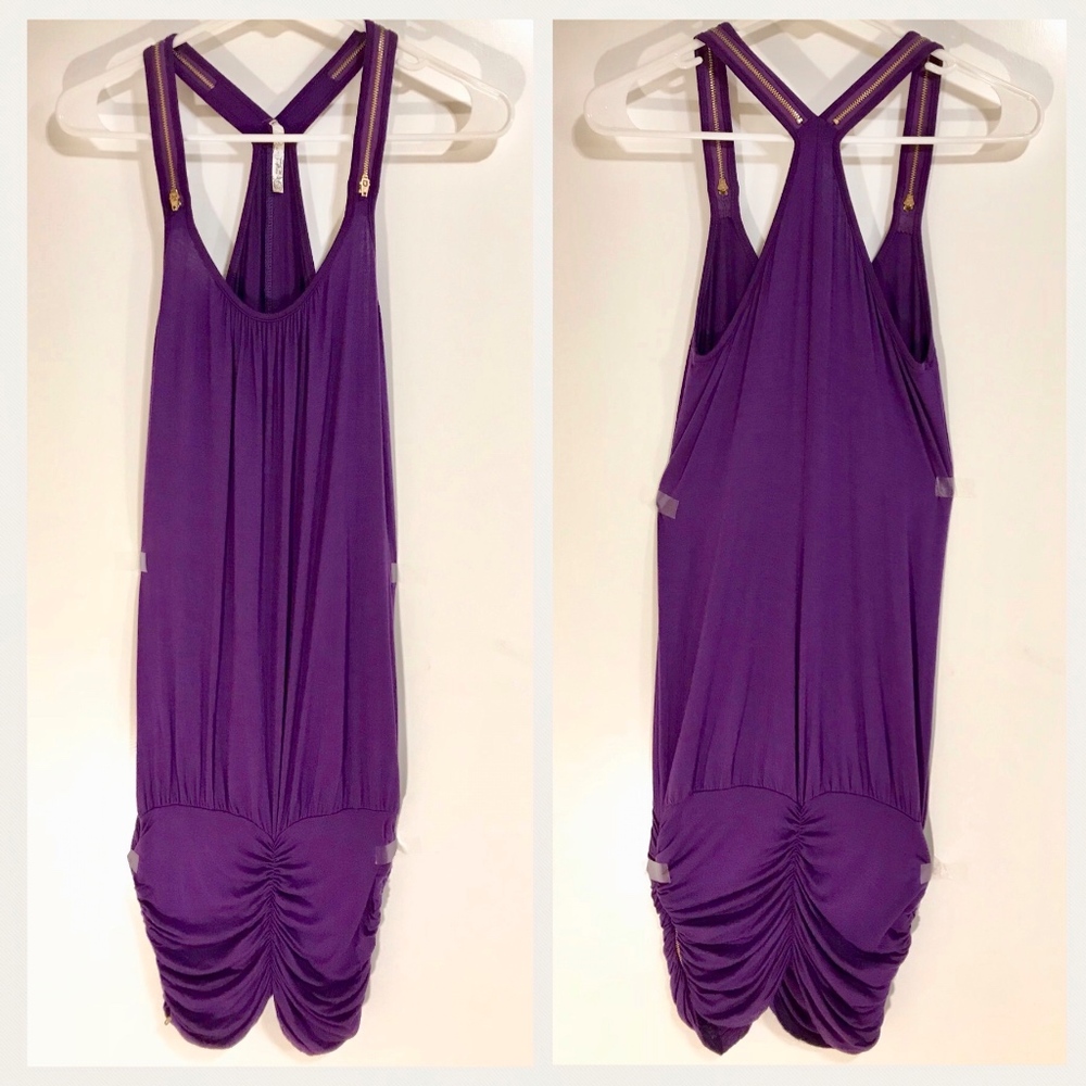 Zipper mini dress with cinched sides